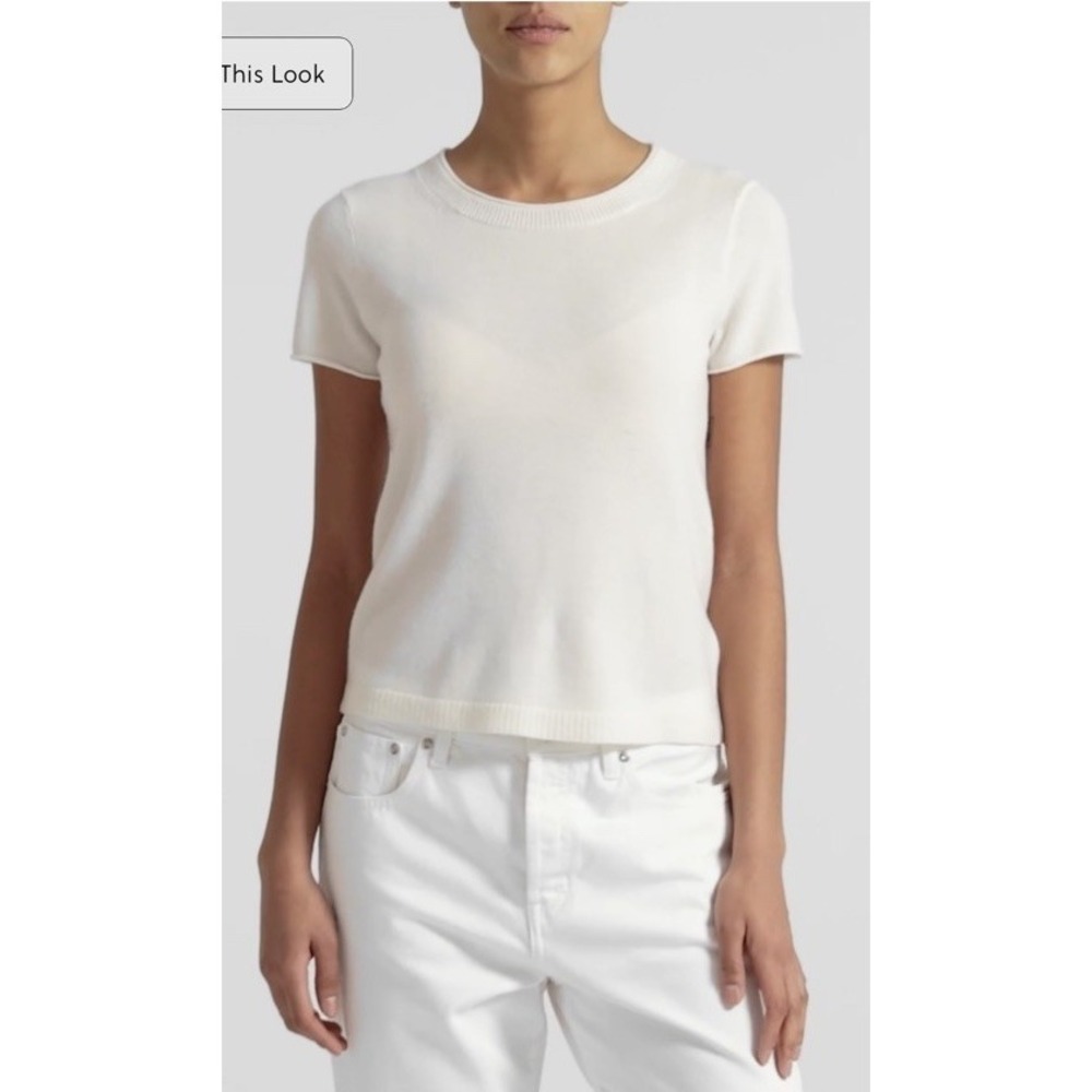 J. Crew Cashmere Relaxed Cream T Shirt Women's Size Small Excellent